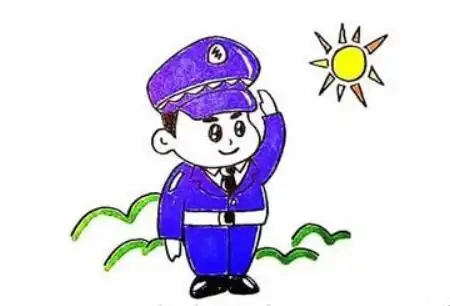 医警察简笔画彩色