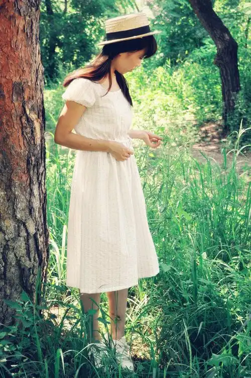 月亮手作 复古文艺范 森女系连衣裙 中长裙 田园碎花 原创 制定款