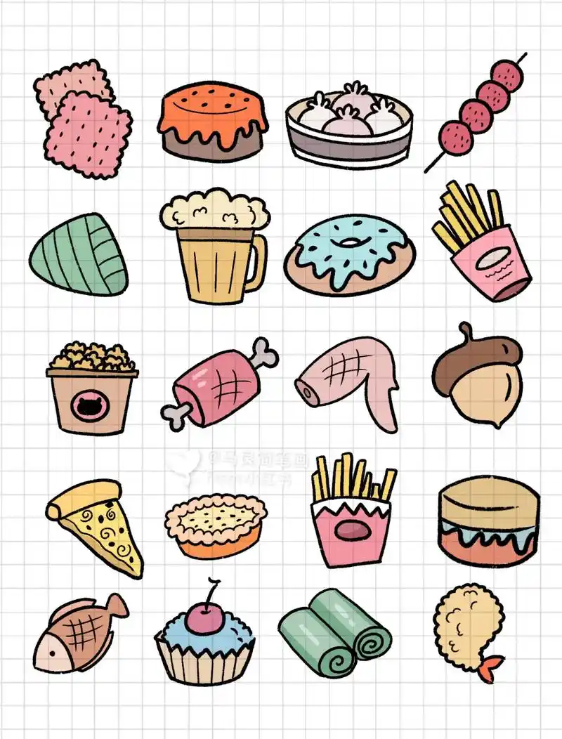 简笔画|手绘食物 美食手账素材儿童插画可爱 有些事情不是看到希望才
