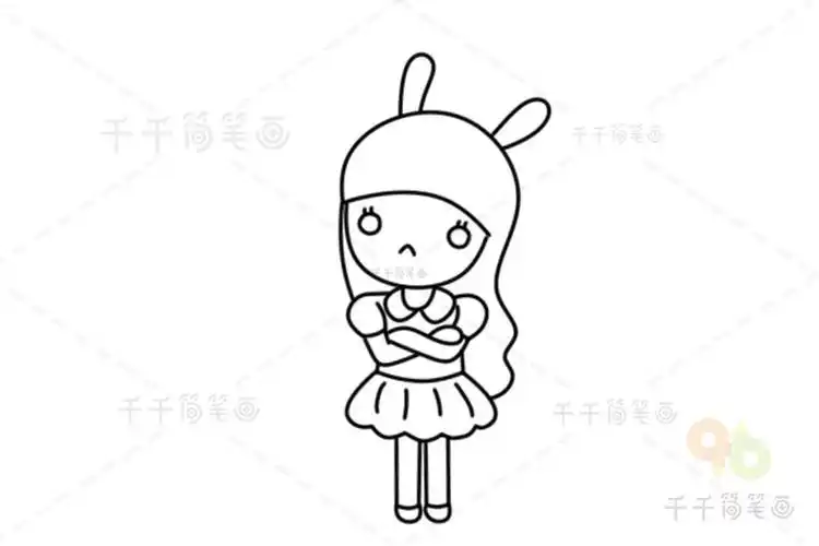 人物简笔画女孩涂色