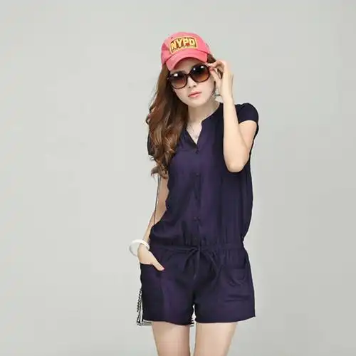 麦田姑娘 韩版女装夏装清仓连体裤小清新显瘦女装连身裤短裤女裤n1762