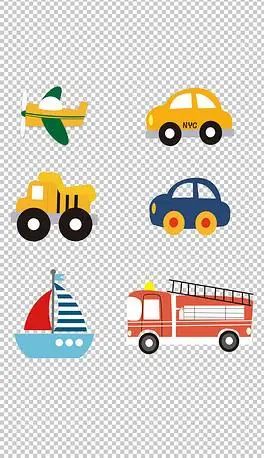 矢量图手绘卡通交通工具