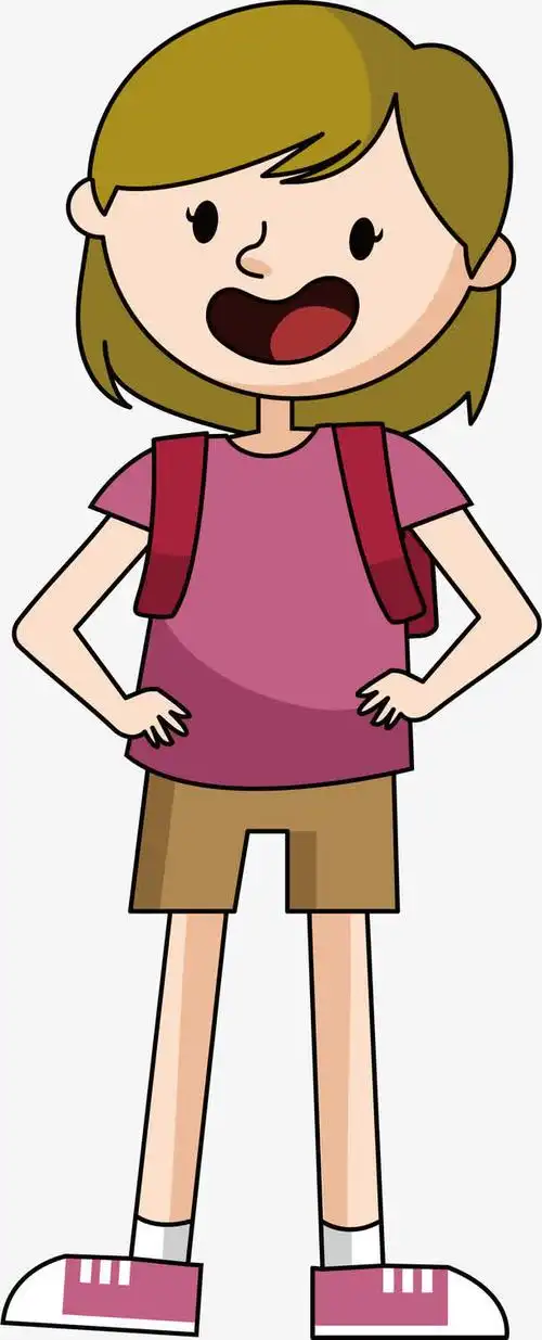 关键词 : 矢量png,叉腰,双手叉腰,可爱女孩,短发女孩,背着书包[声明]