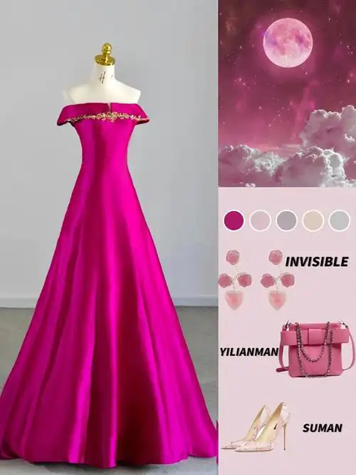 宴会c位裙吸睛玫粉色礼服大连婚纱