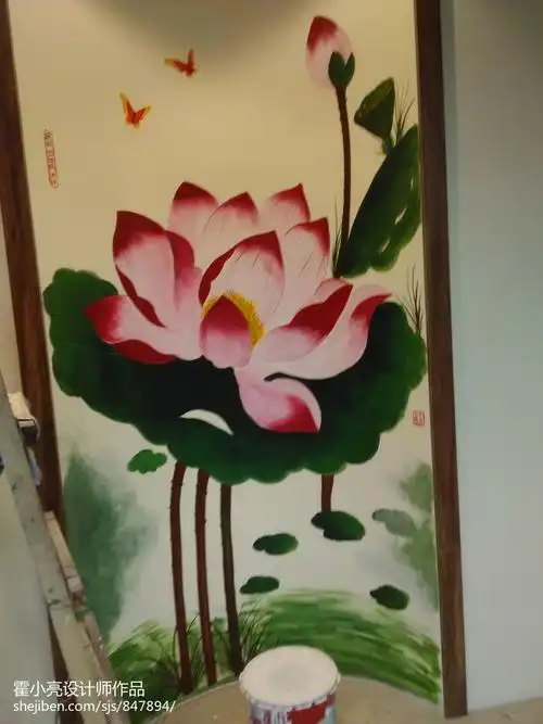 给杀西太原饭店画的手绘墙画餐厅背景壁画2318301