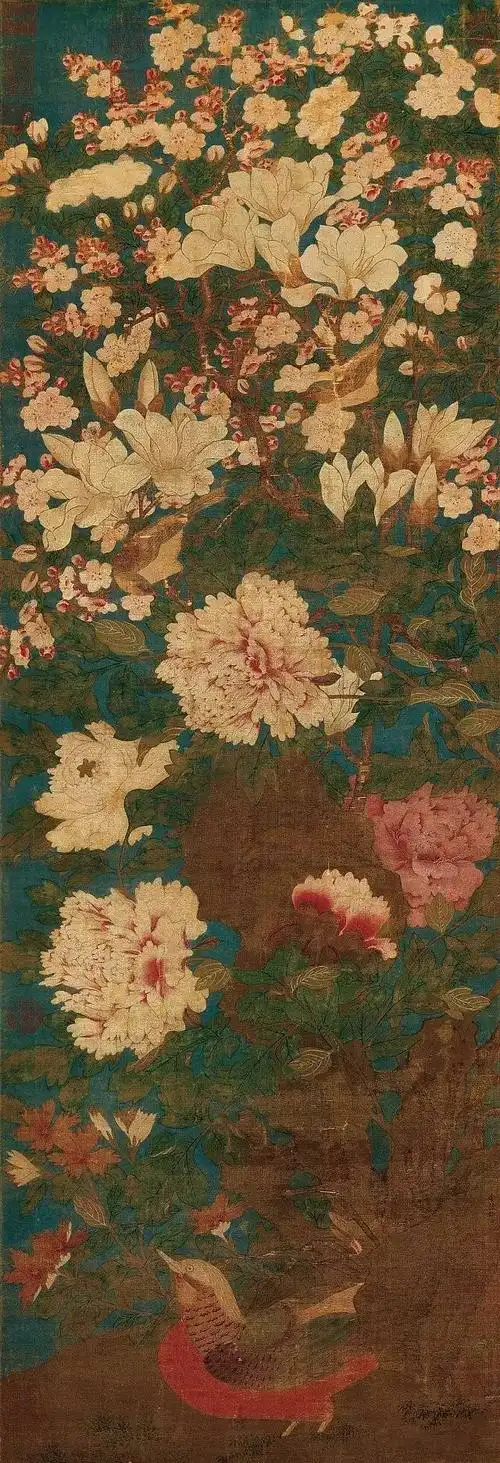 从东晋顾恺之洛神赋中的牡丹形象,至南唐徐熙,后蜀黄筌,南宋徐崇思