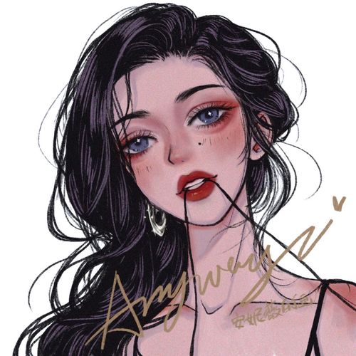 安妮薇的画anyway原创头像定制插画照片转手绘情侣q版暗黑美漫风