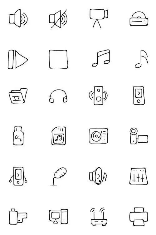 手绘线条音乐小图标