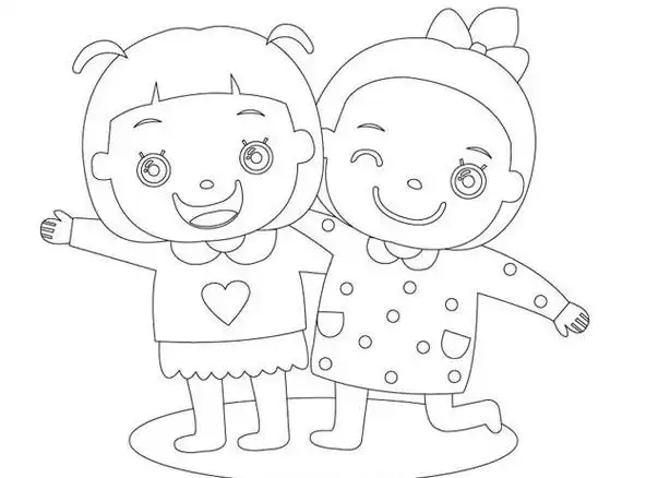 两个好朋友人物简笔画小女孩简笔画