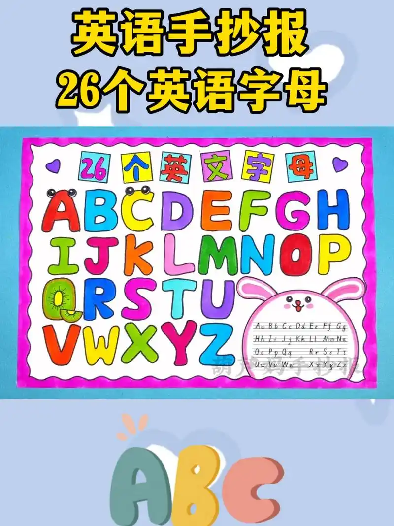 26个英语字母手抄报绘画 26个英语字母手抄报绘画,英语字母手抄报