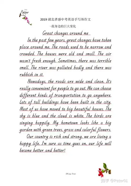 我身边的巨大变化-2019年湖北孝感中考英语手写体作文 - 知乎