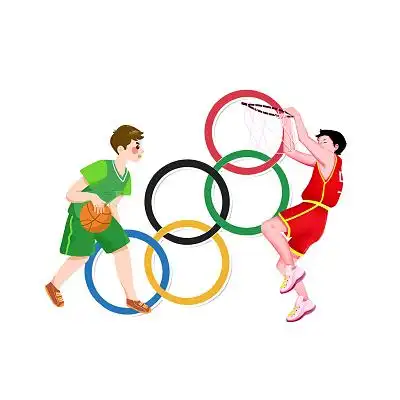 彩色运动篮球五环运动员东京奥运会运动会png素材元素