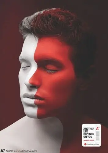 一张脸上两种颜色,看起来像两个人脸的重合,再配上文案:another life