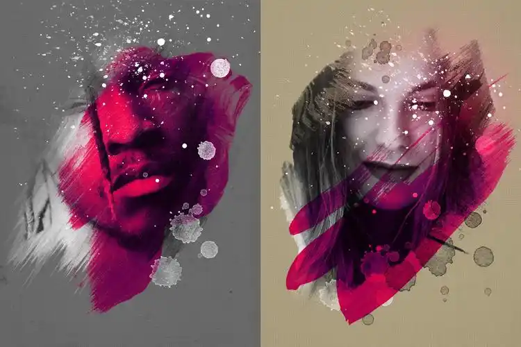 艺术写真/肖像涂料水彩画照片特效模板