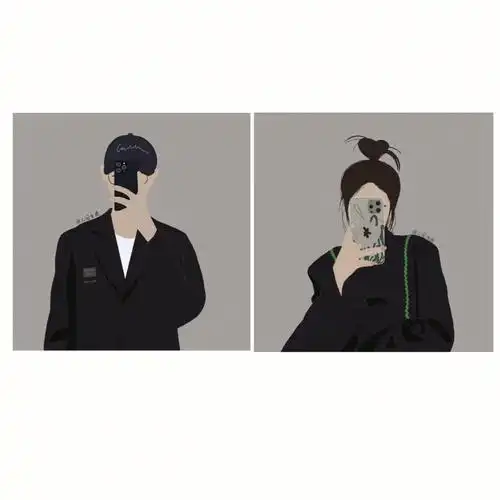 情侣头像手绘头像简约风