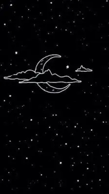 超火ins简笔画女孩黑色背景