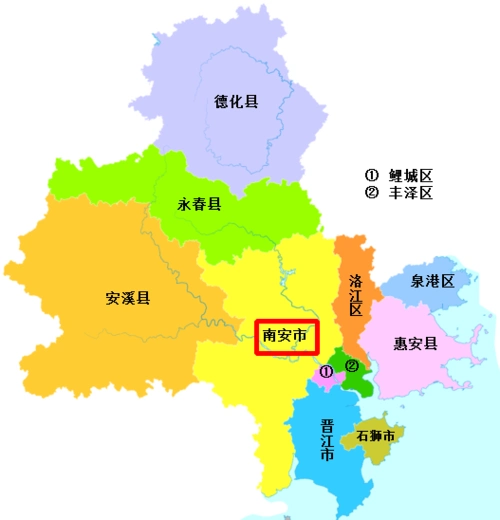 福建省泉州市的行政区划地图