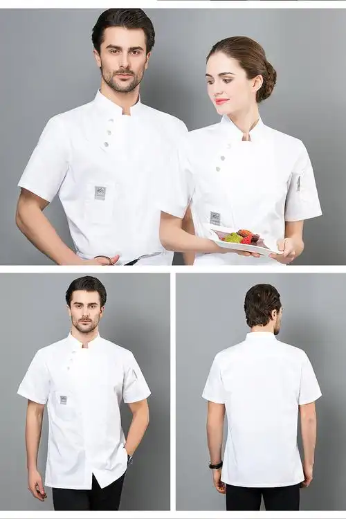 灿然衣新厨师服短袖夏季后厨服装西餐厅工服厨房大码男女厨师长工作服