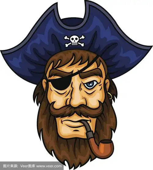 抽着烟斗的卡通海盗船长