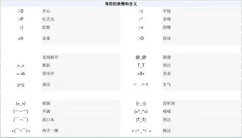 常用的表情和含义
