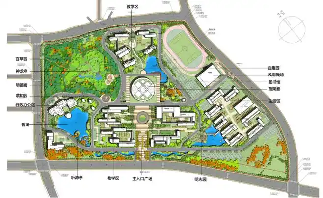 湖南中医药高等专科学校景观设计方案总平面图