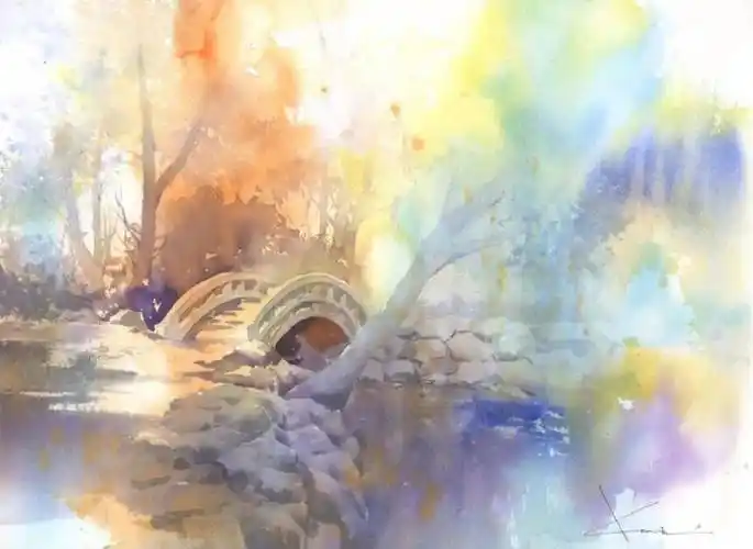 日本水彩画家春崎干太作品欣赏一