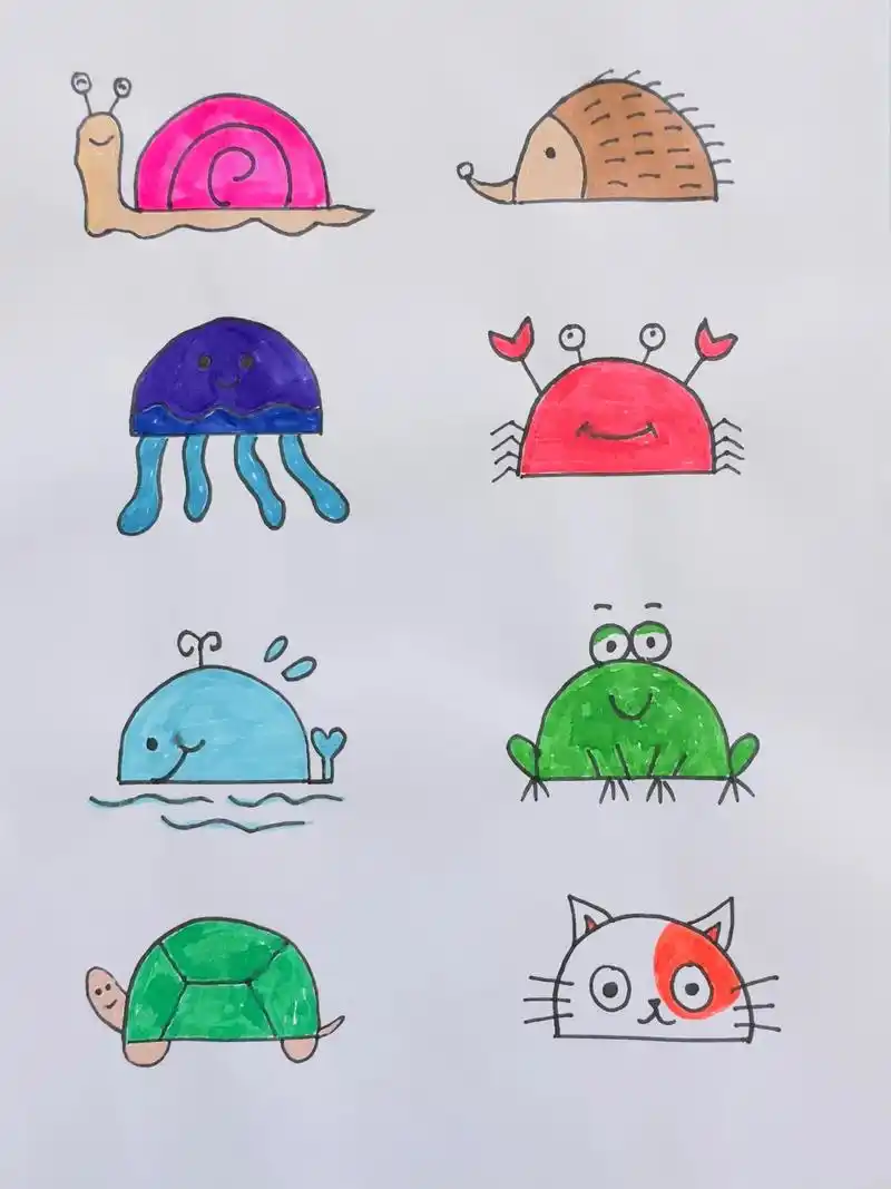 用半圆画小动物 用半圆画简单的小动物,简单易学,收藏起来一起 - 抖音