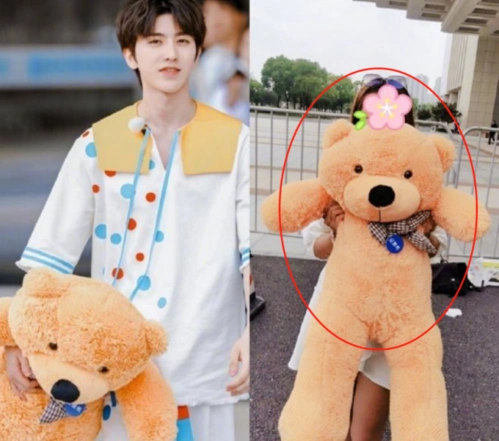 蔡徐坤扔熊公仔给ikun,却见粉丝跟熊自拍,这熊尺寸我没眼花吧?