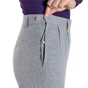 棉麻旁开口侧开扣夏季中老年女裤大码女装妈妈装高腰宽松女式西裤