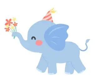 卡通手绘动物可爱小象插画