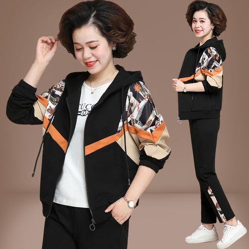 40 50岁年轻妈妈女装运动服春秋装外套卫中年母亲时尚潮流减龄休闲