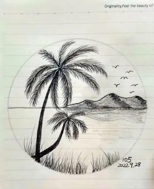 椰子树铅笔画