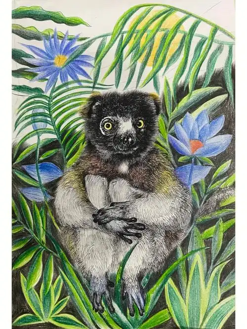 创意素描拼贴范画绘画工具彩铅炭笔