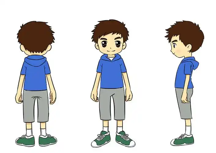 卡通人物设计人物三视图