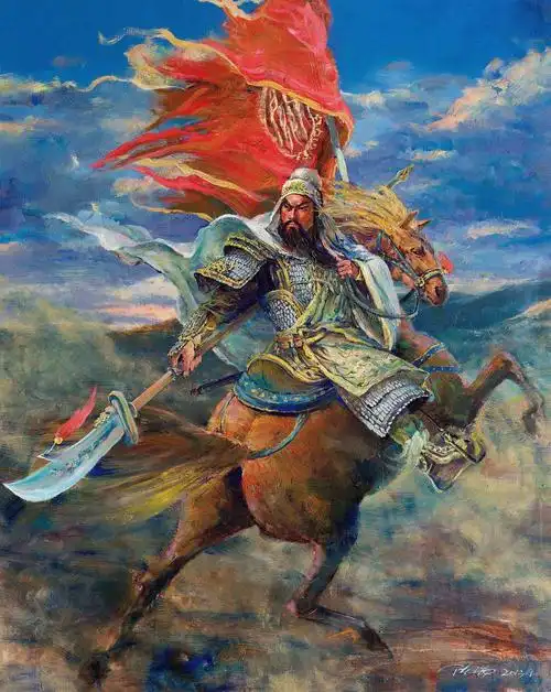 0756 金戈铁马关公 布面油画