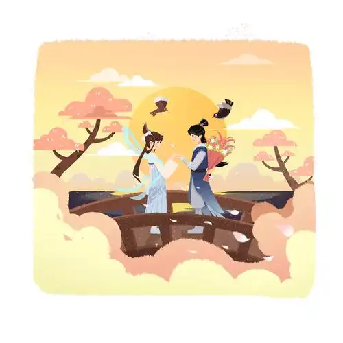 七夕节的小插画