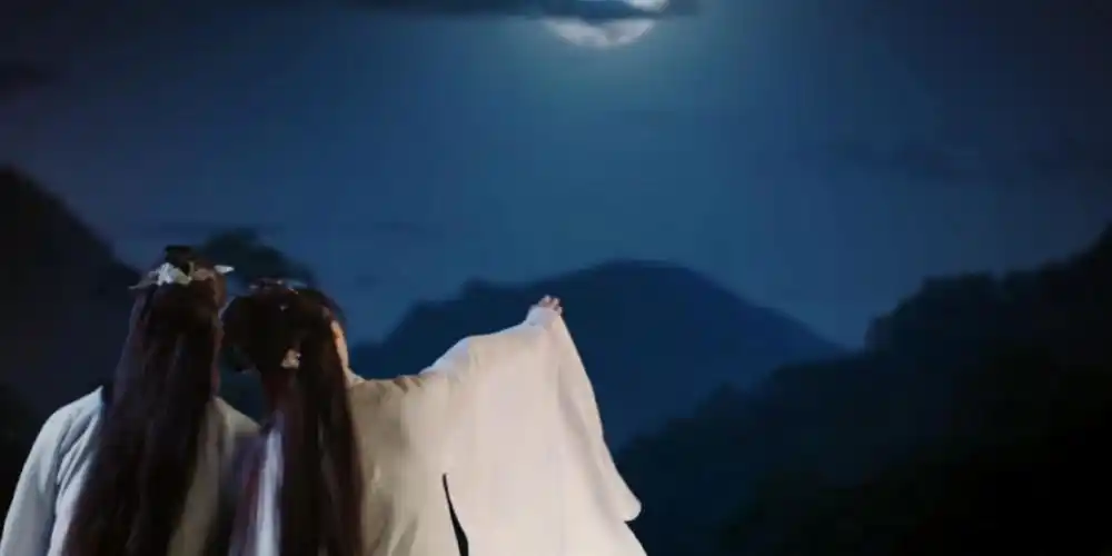 【空境】白衣喝酒,二人对月的背影