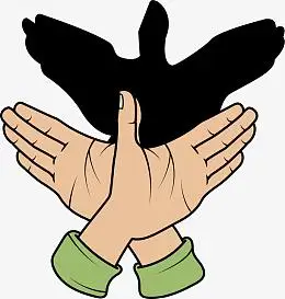 卡通鸽子剪影手势