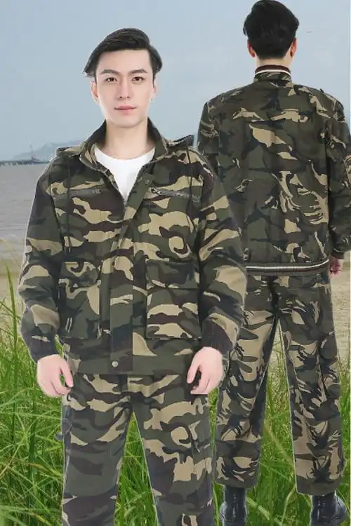 新式迷彩服套装男纯棉连帽户外耐磨加厚民工电焊汽修劳保工作服