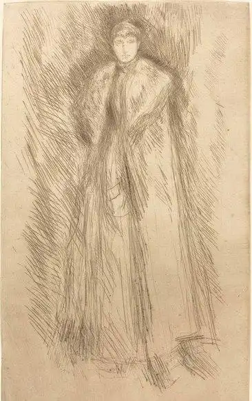 仰望着的女人素描画