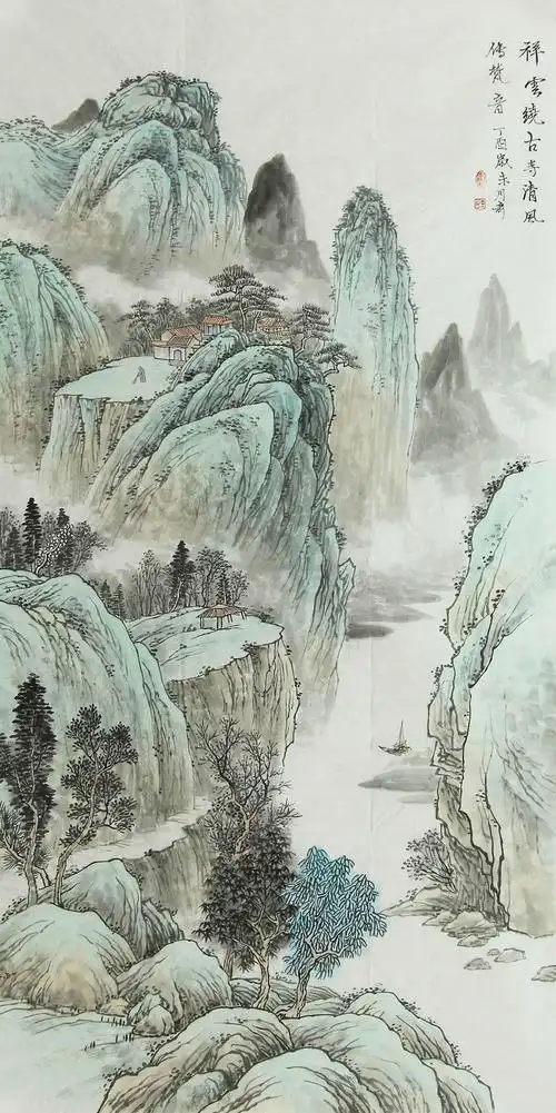 张月奇山水画作品赏析 | 色调清丽,散发出自然清新与和美的气韵|山水