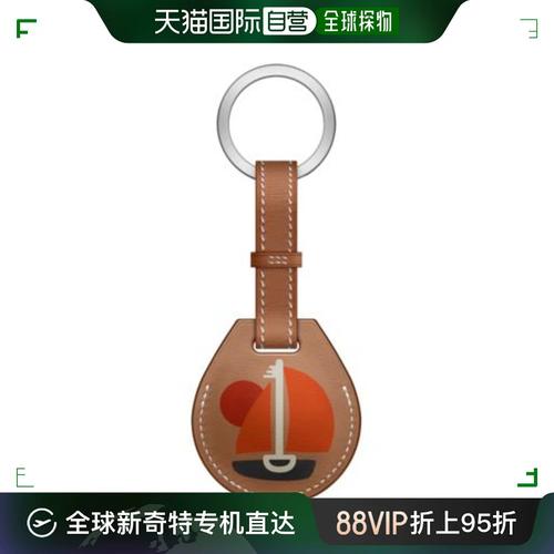 欧洲直邮hermes爱马仕棕色徽标仕钥匙链