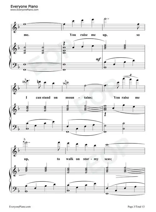 you raise me up-secret garden-神秘园五线谱预览3