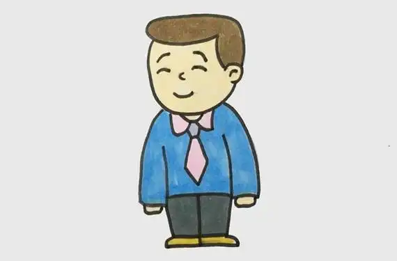 画一个简单的爸爸_爸爸简笔画彩色画法步骤图解教程 - 毛毛简笔画