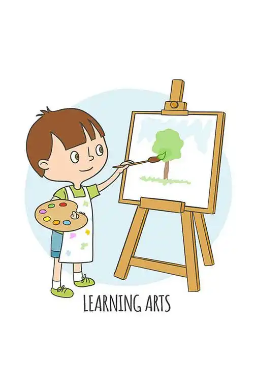 卡通绘画的男孩矢量素材