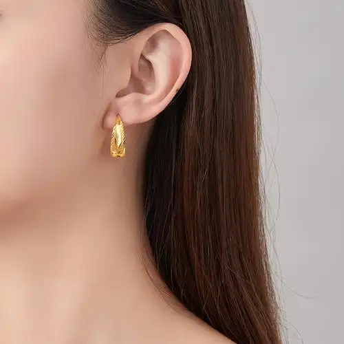 周六福黄金耳钉耳环足金耳坠黄金耳环计价送妈妈节日送礼礼物_希格