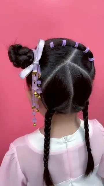 简单好看的古风汉服发型#儿童编发