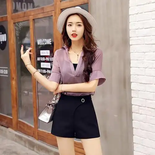 女士夏装新品名媛省心搭配套装女装两件套显瘦时尚时髦套装裤