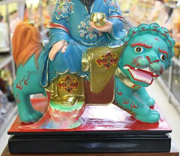 16寸带骑太乙救苦天尊 九头狮子坐骑太乙真人 敦煌 k金摆件精品