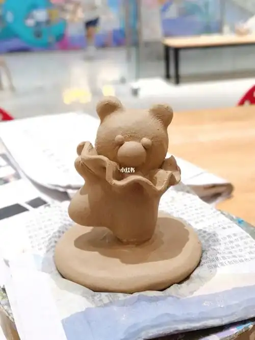 陶艺手作小熊跳舞哇咔咔超级可爱呀
